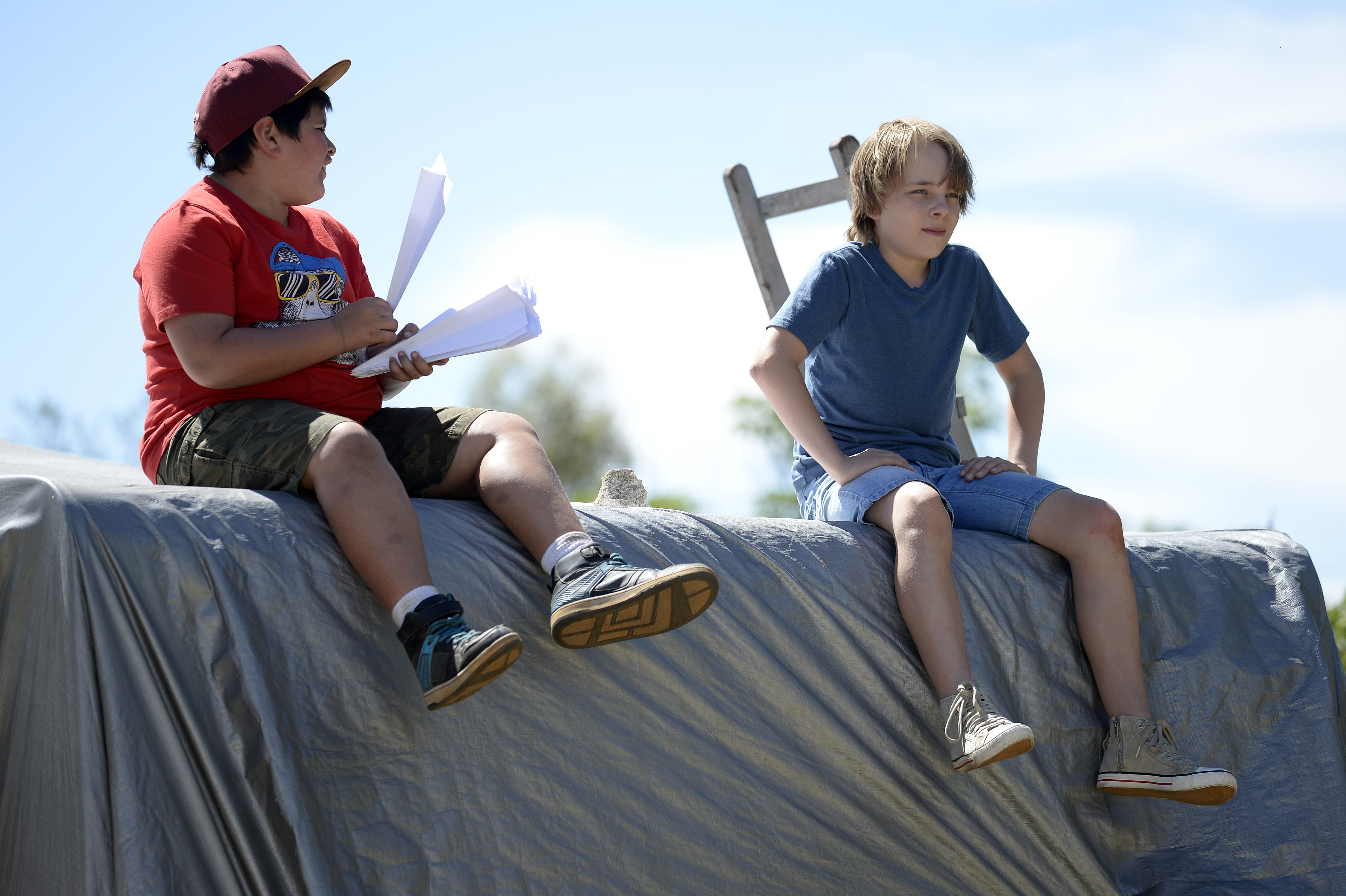 Ed Oxenbould as Dylan & Julian Dennison as Kevin - Paper Planes - Photograph by David Dare Parker